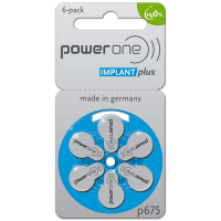Varta PowerOne Implant Plus 675 p675 PR44 1.45V 540mAh Hearing Aid Zinc-Air batteries, baterijas dzirdes aparātiem. Ražotas Vācijā