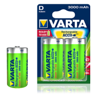 2x Varta D R20 HR20 3000mAh 1.2V Ni-MH Ready2Use Rechargeable Batteries 2 pcs