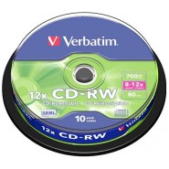 Verbatim CD-RW 80min 700MB 8-12x Rewritable Media 10 pcs