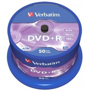 Verbatim DVD+R 4.7/120min GB 16x Matt Silver Azo Surface 50 gab. cake box 
