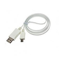 Omega flat micro USB to USB kabelis ar LED lampiņām 1m (balts)