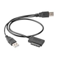Gembird A-USATA-01 External USB SATA Adapter Cable slim SATA SSD DVD 0.5m, kabelis melns