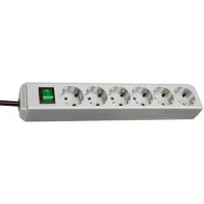 Brennenstuhl Eco-Line 6-way socket extension with switch, 1.5m, light-grey, H05VV-F 3G1,5 1159550015