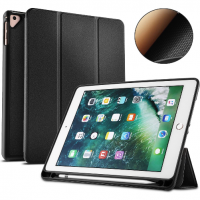 Case for Apple iPad 9.7" 2017/2018 leather case with pen holder, black