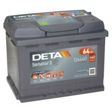 Deta Senator 3 DA640 12V 64Ah 640A 242x175x190mm Automotive Battery, auto akumulators