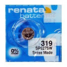 Renata 319 SR527SW Low Drain 1.55V Silver 0% Hg watch battery. Made in Switzerland (Expiry date 2024-11)