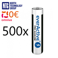 500x everActive Pro Alkaline AAA / LR03 / MN2400 1.5V 1250mAh battery, bulk, 500 pc.