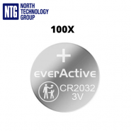 everActive CR2032 DL2032 ECR2032 3V 210mAh Lithium Batteres Bulk, litija baterijas 100 gab. (cena par 1, pērkot 100)