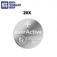 everActive CR2032 DL2032 ECR2032 3V 210mAh Lithium Batteries Bulk, litija baterijas 20 gab. (cena par 1, pērkot 20)