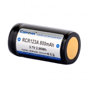 KeepPower 16340 (rechargeable CR123A) 800mAh 1.6A 3.7V Li-ion Protected Button Top Li-Ion Battery, litija jonu akumulators ar PCB aizsardzību