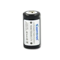 KeepPower P1634C 700mAh 1.4A 3.7V Li-ion rechargeable battery 16340, CR123, with PCB protection, Button Top