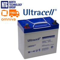 Ultracell UCG 55-12 12V 55Ah AGM DCGA Deep Cycle Lead Acid Battery, dziļās izlādes slodzes svina akumulators (pielietojums: laiva, kuteris, kemperis, saules baterijas, UPS, invalīdu transports, lifts)