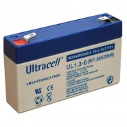 Ultracell UL1.3-6 (6V 1.3Ah 20HR) 4.8mm VRLA (Valve Regulated Lead-Acid) Svina akumulators ar Oxygen recombination tehnoloģiju