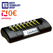 Maha Powerex MH-C801D 8-kanālu AA/AAA Ni-MH/Ni-Cd akumulatoru lādētājs + kastīte 8 akumulatoru uzglabāšanai