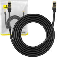 Baseus B0013320A111-04 High Speed RJ45 10Gb CAT8 40Gbps Ethernet Network Patch Round Cable LAN S/FTP cat.8 3m Black 300cm, dubultas izolācijas tīkla kabelis vads