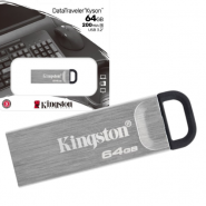 Kingston DataTraveler Kyson DTKN/64GB 64GB USB 3.2 Flash Memory Drive 200MB/s Read Metal Capless, zibatmiņa metāla korpusā