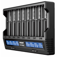 XTAR VC8S Smart Speedy Li-Ion NiMH 8-Slot Battery 3A 2A 1A 0.5A 0.25A USB-C  LCD Charger Capacity Tester, universāls ātrais 8-kanālu lādētājs ar kapacitātes pārbaudi