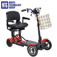 DH0319 Red Electric Folding Mobility Scooter Portable Wheelchair for Adult Elderly Disabled 36V 10Ah Lithium Ion Battery Max 26km 20kmh 120kg, 4 riteņu individuālās mobilitātes skūteris invalīdu ratiņi ratiņkrēsls ar litija jonu akumulatoru, sarkans
