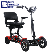 E-200 Electric Folding Mobility Scooter Portable Wheelchair for Adult Elderly Disabled 36V 10Ah Lithium Ion Battery 4-Wheel Max 120kg 20kmh 26km, red
