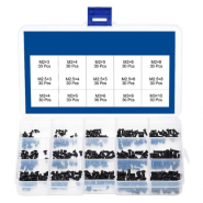 Nindejin DH-KM-450HZ, Cross Recessed Countersunk Head Machine Screws, Black Carbon Steel, M2 M2.5 M3, skrūvju komplekts klēpjdatoru, piezīmjdatoru remontam, 450gab.