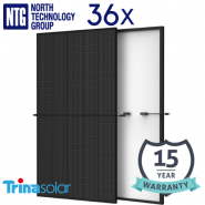 36x Trina Solar Vertex S Mono TSM-390DE09.05 390W 1754x1096x30mm Efficiency 20.3% Monocrystalline Solar Panel Full Black, monokristālisks saules panelis (cena par 1 gab, komplekts 7199.28 EUR)