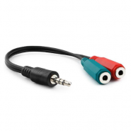 Gembird 3.5mm 4-pin plug to 3.5mm stereo + microphone audio sadalītājs, kabelis, adapteris, melns, CCA-417, 0.2m