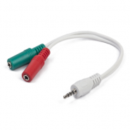 Gembird CCA-417W 3.5mm 4-pin plug to 3.5mm stereo + microphone audio sadalītājs, kabelis, adapteris, balts, CCA-417W, 0.2m