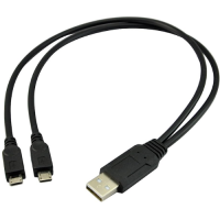 Dual Micro USB cable 20cm, black