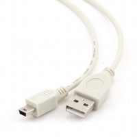 Gembird CC-USB2-AM5P-3 USB Male - MiniUSB Male 0.9m White, kabelis 90cm balts