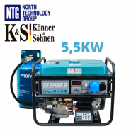 Könner & Söhnen KS7000E-G hybrid liquified gas and gasoline 5.5KW, 1х16А, 1х32А, KS 390, 25l/17h, electrical starter