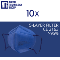 FFP2 respirator, conforms to EN149:2001+A1:2009, non-powered air-purifying particulate filter 95%, blue, 10pcs, price for 1pcs. (set price 6.90 EUR)