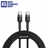 Baseus Cafule CATKLF-GG1 3A 60W QC 3.0 PD2.0 480Mbps 1m USB-C Type-C to USB-C Type-C Data Charging Cable, datu uzlādes kabelis pelēks melns 100cm