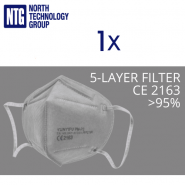 FFP2 respirators, atbilst EN149:2001+A1:2009, 95% filtrācija, sejas maska, aizsargmaska bez izelpas vārsta, non-powered air-purifying particulate respirator, 1 gab. iepakojumā, tumši pelēks, dark grey