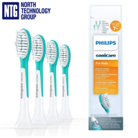 4x Original Philips Sonicare HX6044/33 Toothbrush Heads For Kids 7+ Compact Sonic (price for 1, set 4 pcs)